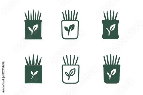 Eco-Friendly Toothpick Logos. Toothpick Holder. Icon set. Set Logo of Toothpick Holder: eco-friendly paper holder. harmonious logo variations of the same