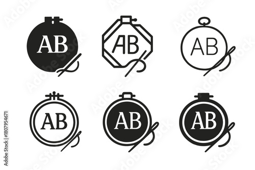 Custom Fashion Logos. Personalized fashion and custom clothing. Icon set. Set Logo of personalized fashion and custom clothing: clothing tag with personalized