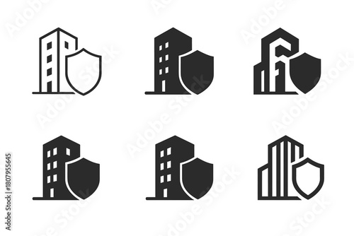 Disaster Preparedness Icons. Architecture for disaster preparedness and recovery. Icon set. Set Logo of architecture for disaster preparedness and recovery: