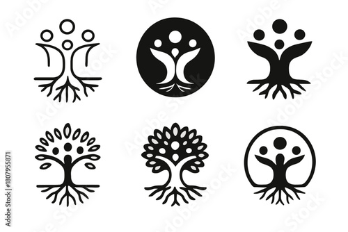 Family Vision Logos. Creating a family vision board. Icon set. Set Logo of Family vision board: Calendar with checkmarks. harmonious logo variations of the