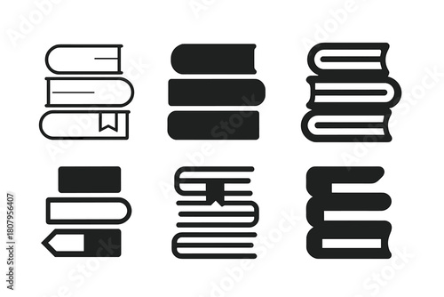 Library Logo Variations. Library. Icon set. Set Logo of library: globe and book representing world knowledge. harmonious logo variations of the same emblematic