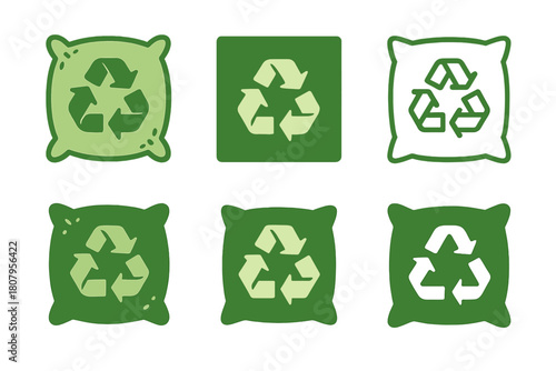 Sustainable Decor Icons. Incorporating Sustainable Materials in Home Decor. Icon set. Set Logo of Sustainable Home Decor: reclaimed wood table. harmonious logo