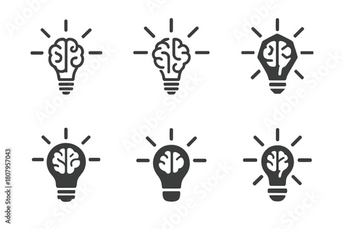 Creative Epiphany Icons. Unexpected epiphany. Icon set. Set Logo of unexpected epiphany: symbolic burst of creativity and realization. harmonious