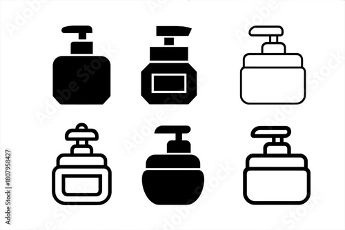 Moisturizer Jar Logos. Moisturizer jar mockup. Icon set. Set Logo of moisturizer jar mockup: jar with SPF sun badge. harmonious logo variations of the same