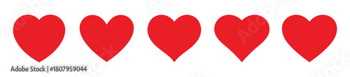 Heart set in red color love, care, valentine's day, romance decoration vector illustration. Heart collection, Heart love symbol red.