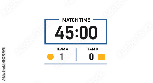 Digital Scoreboard Displaying Match Time and Team Scores in a Sports Game.