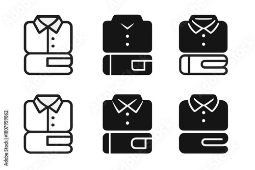 Stylish Outfit Logos. Mixing and matching outfits. Icon set. Set Logo of mixing and matching outfits: folded outfit set. harmonious logo variations of the same