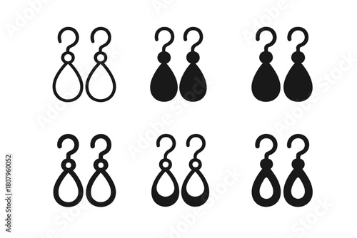 Earring Logo Variations. Fashion accessories. Icon set. Set Logo of fashion accessories: earrings. harmonious logo variations of the same emblematic concept,