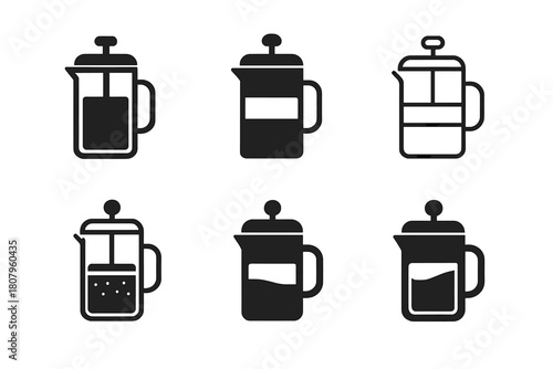 Coffee Brewing Logos. Coffee brewing. Icon set. Set Logo of coffee brewing: coffee grinder. harmonious logo variations of the same emblematic concept, each