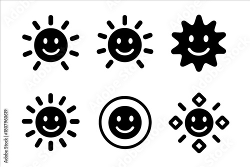 Smiling Logo Variations. Smiling. Icon set. Set Logo of smiling: glowing happy aura. harmonious logo variations of the same emblematic concept, each with