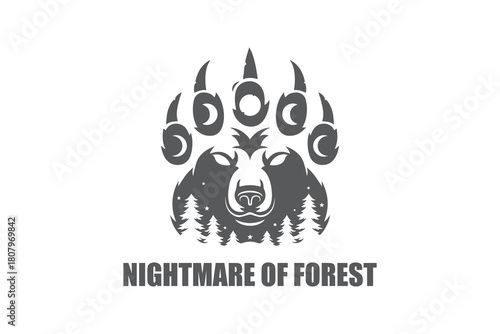 Bear hunting logo vector negative space logo