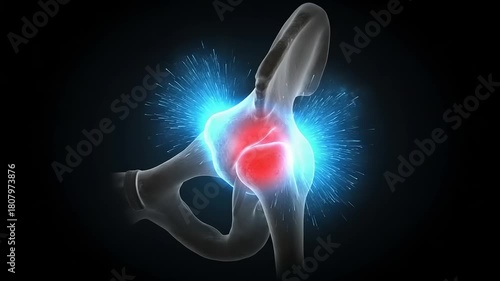 Human Hip Joint Pain and Inflammation, Medical X-Ray Scan of Pelvis and Femur.