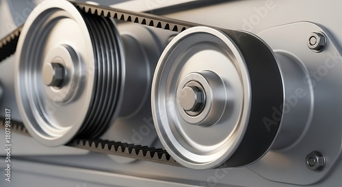 Close-up of Synchronous Belt and Pulleys