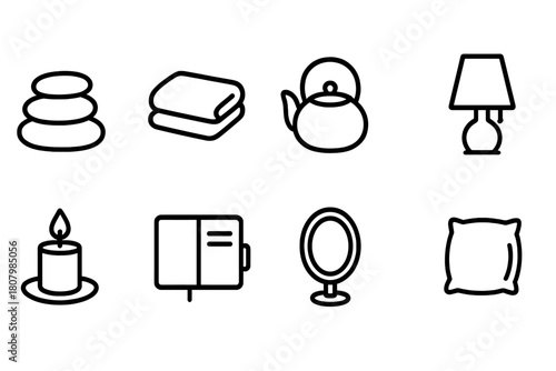 Spa and relaxation line icon set. Calm, wellness, zen icons linear collection.