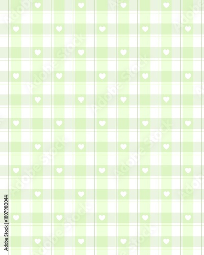 Green Plaid Pattern with Hearts