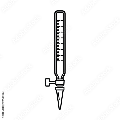 Creative Details Burette Vector Illustration | Laboratory Glassware | Chemistry Measurement Tool Design