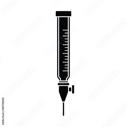 Creative Details Burette Vector Illustration | Laboratory Glassware | Chemistry Measurement Tool Design