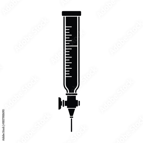 Creative Details Burette Vector Illustration | Laboratory Glassware | Chemistry Measurement Tool Design
