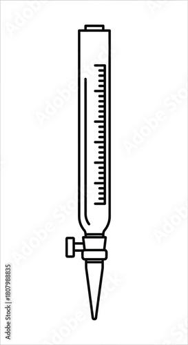 Creative Details Burette Vector Illustration | Laboratory Glassware | Chemistry Measurement Tool Design