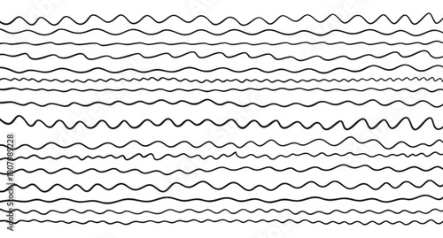 Wave line pattern set. Hand drawn wavy stripes. Abstract ocean texture background for textile design