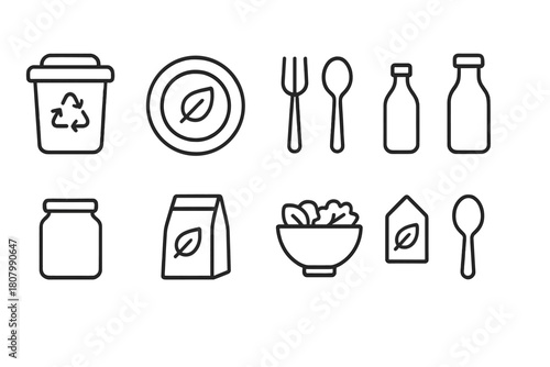 Eco-friendly, sustainability line icon set. Recycling, organic, green symbols collection