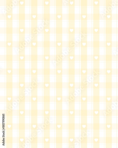 Yellow Plaid Pattern with Hearts