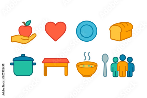 Grocery, cookery neon icon set. Bright food, culinary, dining linear icons collection