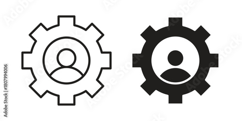 Account settings icon with thin line and flat web symbol on white background