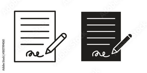 Agreement icon with thin line and flat web symbol on white background