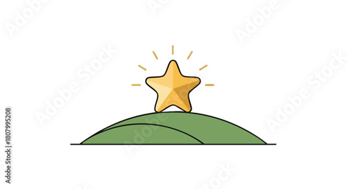 Golden star shining atop a green hill symbolizing Epiphany  