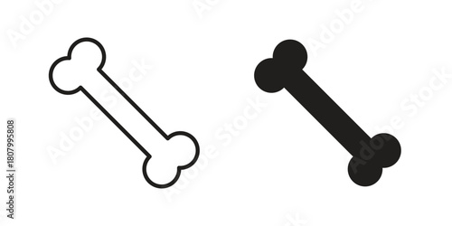 Bones icon with thin line and flat web symbol on white background