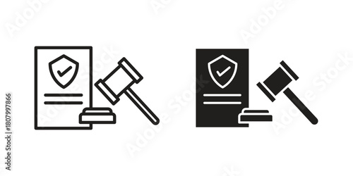 Code of conduct icon with thin line and flat web symbol on white background