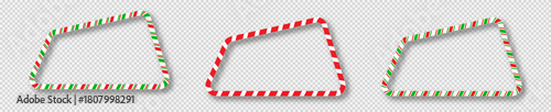 Set of Christmas candy cane frames