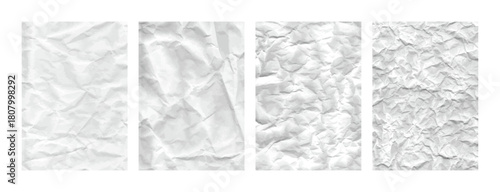 クシャクシャのシワがある白い紙テクスチャベクターセット