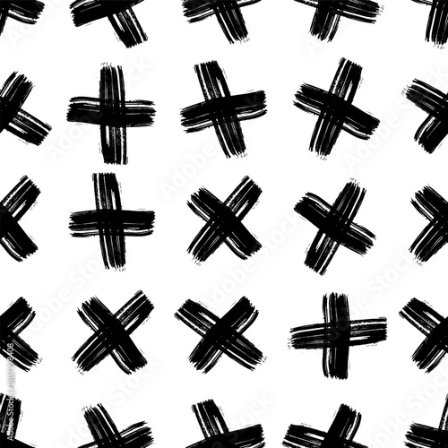 Seamless pattern with hand drawn cross symbols