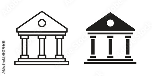 Court icon with thin line and flat web symbol on white background