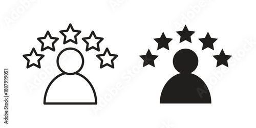Customer loyalty icon with thin line and flat web symbol on white background