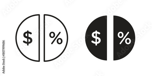 Dividend icon with thin line and flat web symbol on white background