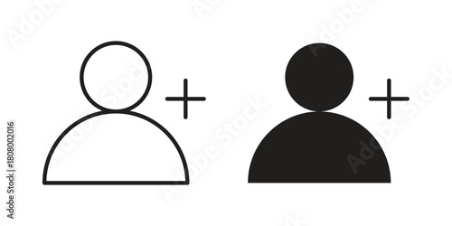 Follower icon with thin line and flat web symbol on white background