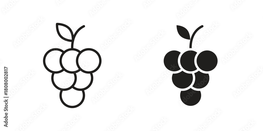 Naklejka premium Grapes icon with thin line and flat web symbol on white background