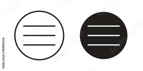 Hamburger menu icon with thin line and flat web symbol on white background