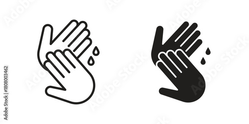 Handwashing icon with thin line and flat web symbol on white background
