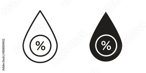 Humidity icon with thin line and flat web symbol on white background