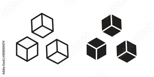 Ice icon with thin line and flat web symbol on white background