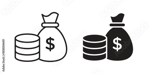 Income icon with thin line and flat web symbol on white background