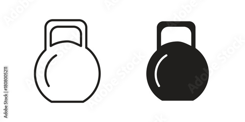 Kettlebell icon with thin line and flat web symbol on white background