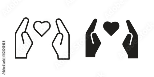 Life insurance icon with thin line and flat web symbol on white background