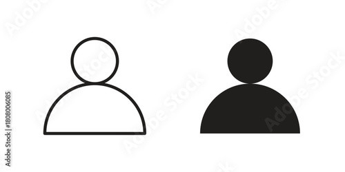 Login icon with thin line and flat web symbol on white background