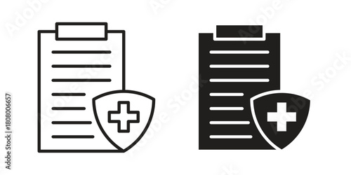 Medical insurance icon with thin line and flat web symbol on white background
