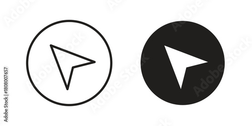 Mouse icon with thin line and flat web symbol on white background